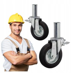 KOŁO DO RUSZTOWAŃ 200 MM Z HAMULCEM GUMA TRZPIEŃ 27 MM RUSZTOWANIA