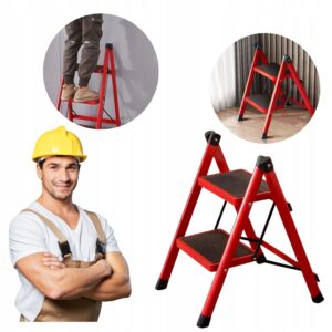 2 STOPNIOWA DRABINA SKŁADANA DOMOWA 100 KG STALOWA SOLIDNA 81 CM