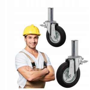 KOŁO DO RUSZTOWAŃ 160 MM Z HAMULCEM GUMA TRZPIEŃ 27 MM RUSZTOWANIA