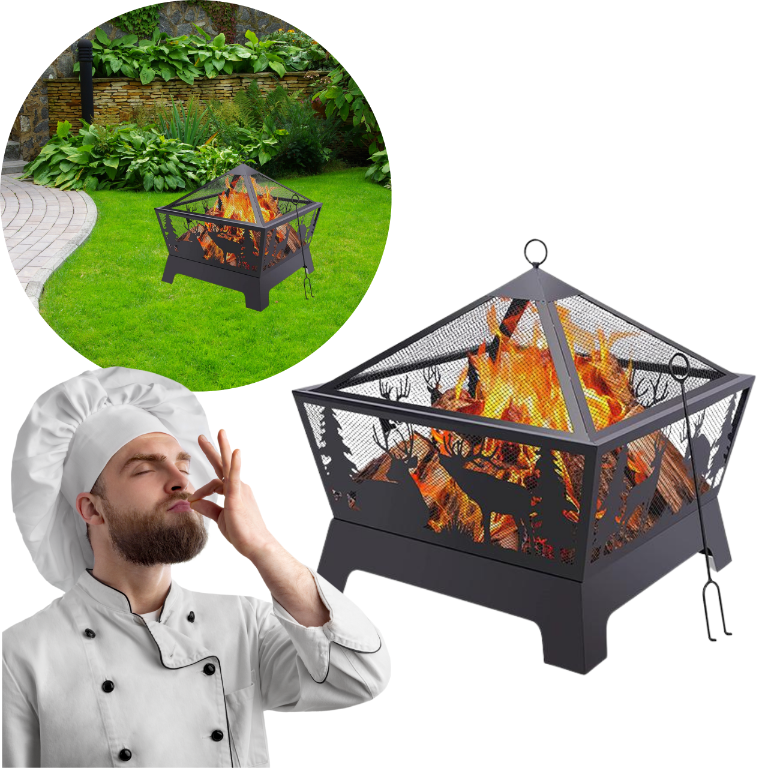 Palenisko Ogrodowe Grill Ognisko 67cm Stalowe Do Grilla Ogniska Pokrywa