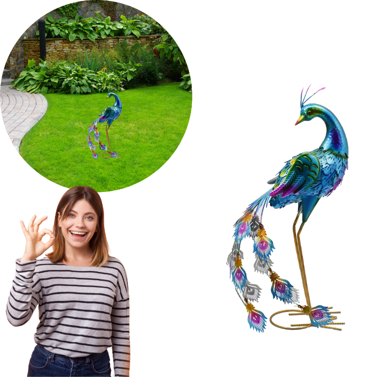 Figurka ogrodowa PAW 1 stojący dekoracja do ogrodu figura jak żywy