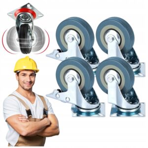 ZESTAW JEZDNY KÓŁ KOŁA OBROTOWE 200 KG 4 SZT KÓŁEK 50MM Z HAMULCEM DO WÓZKA