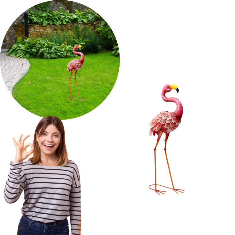 Figurka ogrodowa FLAMING 2 stojący dekoracja do ogrodu figura jak żywy