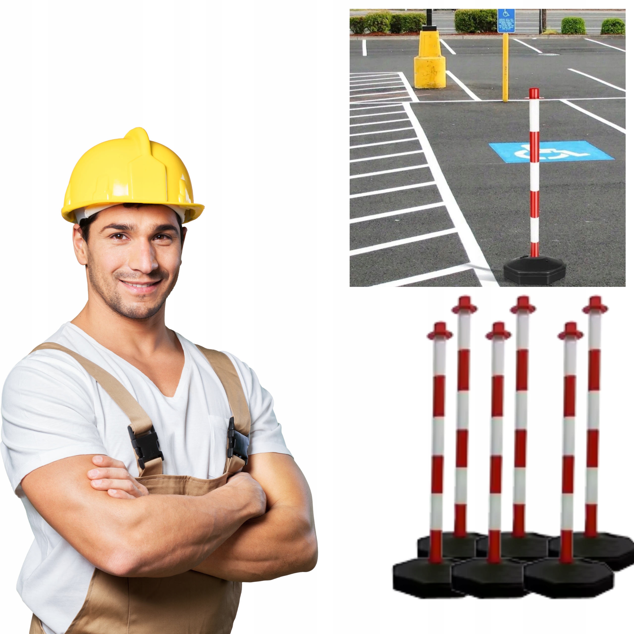 Słupek ostrzegawczy Parkingowy 85 cm Na Łańcuch Blokada Parkingowa 6 szt