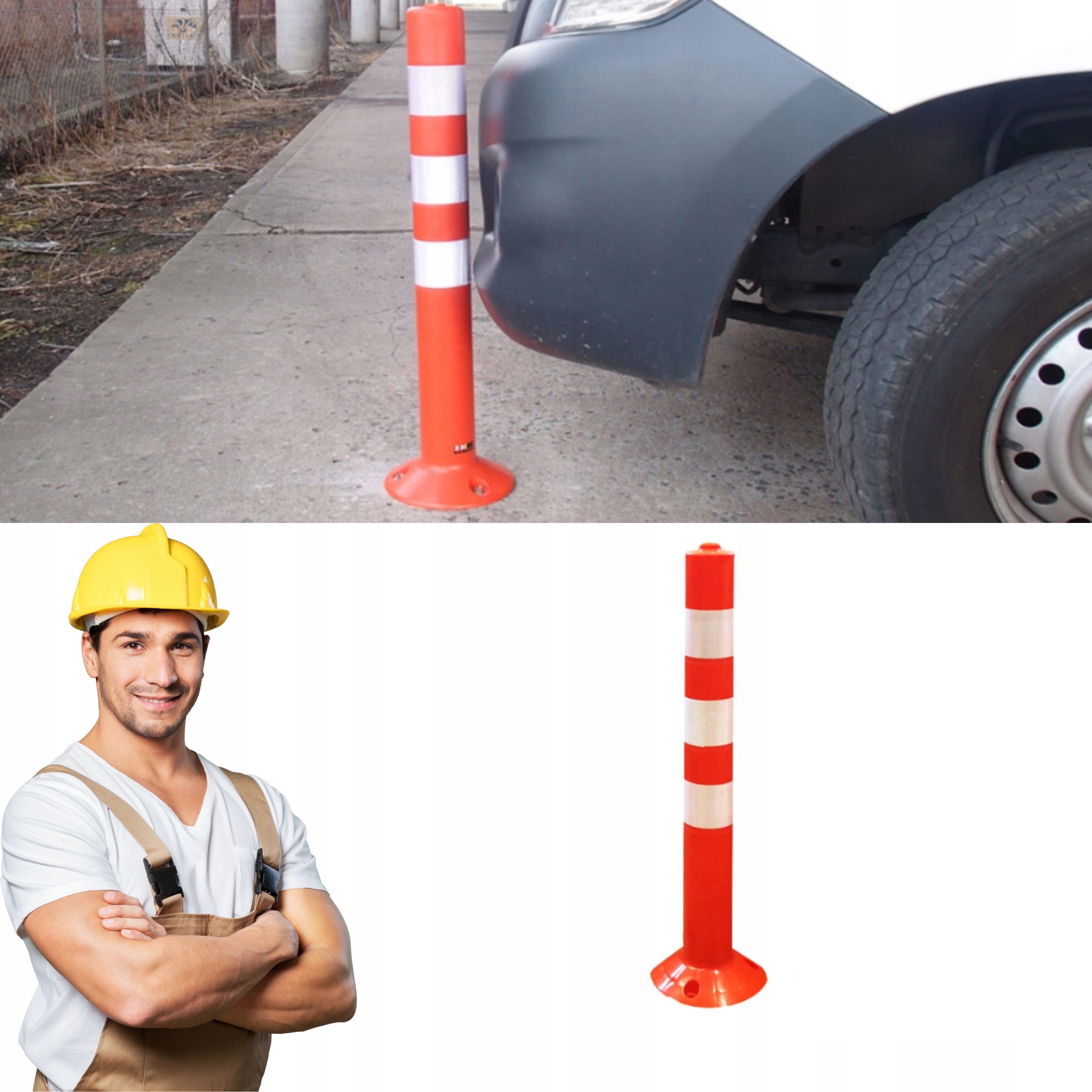 Słupek Parkingowy Ostrzegawczy 45 cm Odblaskowy Blokada Parkingowa 1 szt