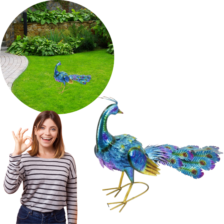 Figurka ogrodowa PAW 4 stojący dekoracja do ogrodu figura jak żywy