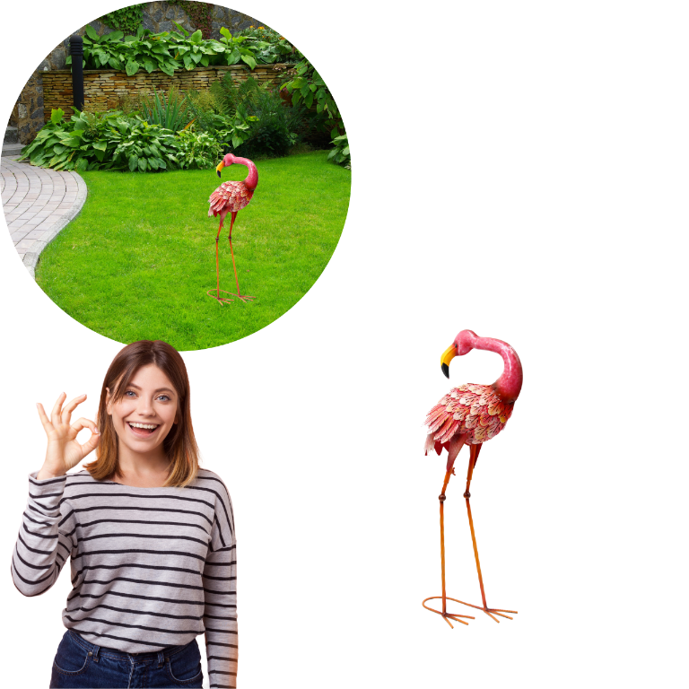 Figurka dekoracja ogrodowa stojący FLAMING 3 do ogrodu figura jak żywy