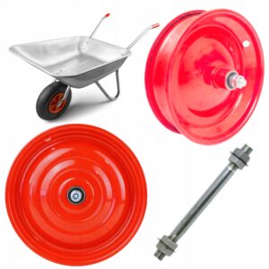 FELGA DO TACZKI 4.00-8 CZERWONA OŚKA STALOWA WYTRZYMAŁA