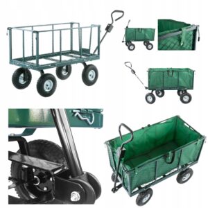 WÓZEK TACZKA OGRODOWY PRZYCZEPKA OGRODOWA 75 L STAL OCYNKOWANA ZIELONY