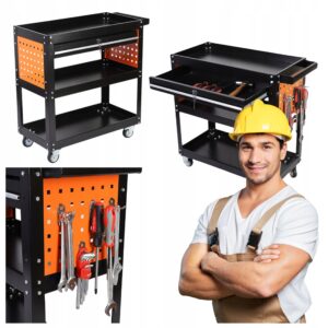 WÓZEK WARSZTATOWY NARZĘDZIOWY SZAFKA NARZĘDZIOWA Z SZUFLADĄ SERWISOWY PÓŁKI