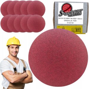 Papier Ścierny Na Rzep Krążki Do Szlifierki P220 125mm Zestaw 10 Szt